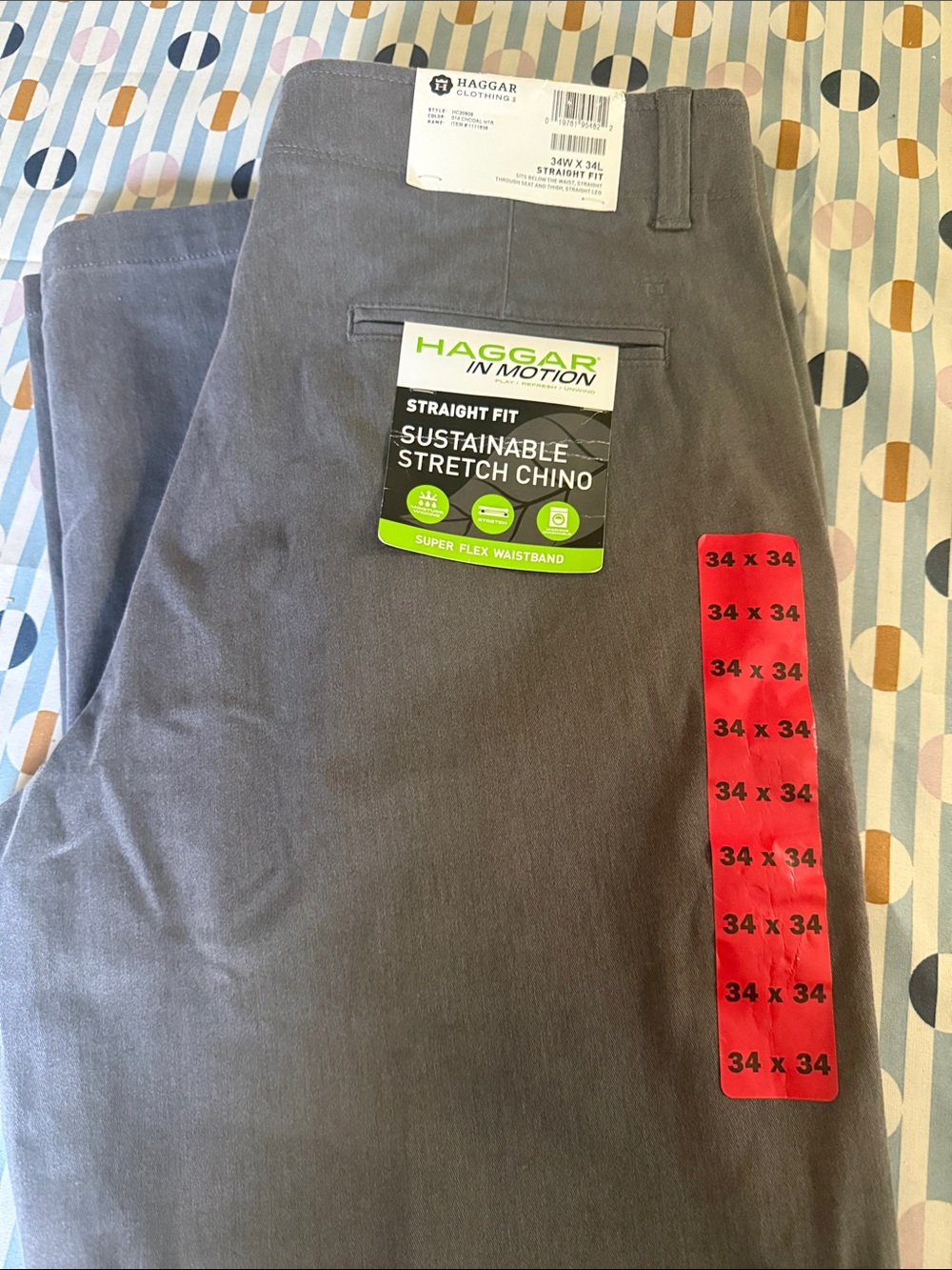 Haggar Gray Straight-Fit‎ Stretch Chinos